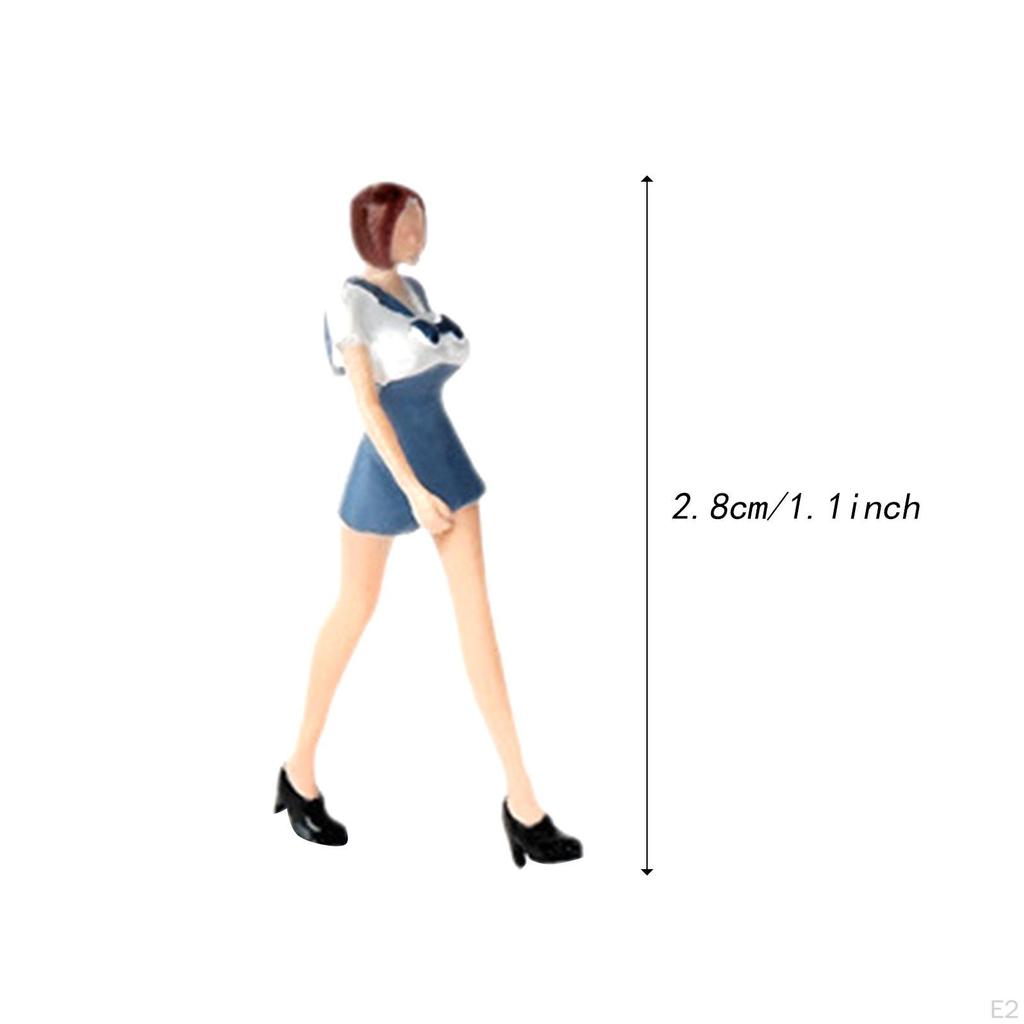1:64 Scale Girl Figure Character Model for Miniature Scene Hand Painted Collection with Short Skirt