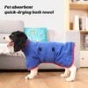 Microfiber Dog Bathrobe Towel Wrap Super Absorbent Drying Towel Adjustable Waist Fastener Machine Washable Dog Bath Towel for Small Medium Large Pets