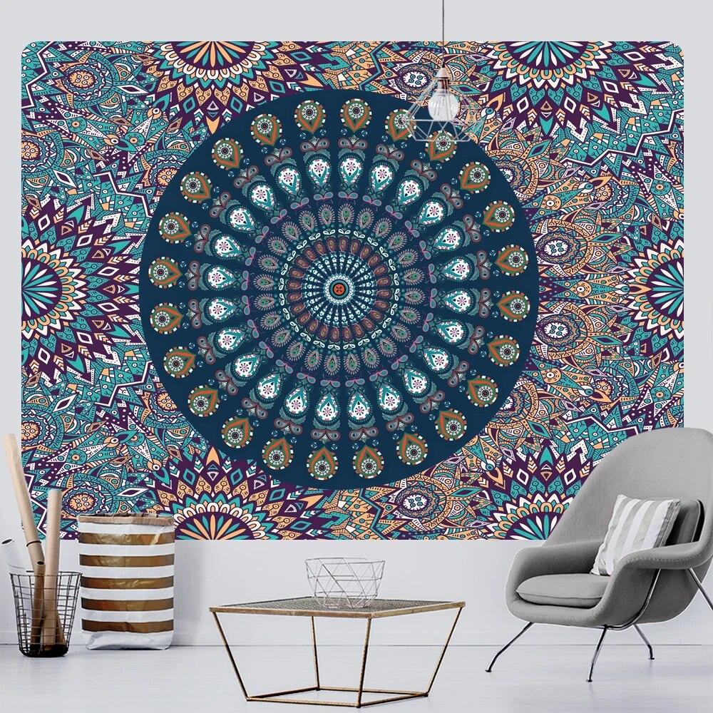 Индийский гобелен, домашний декор, фантазийный гобелен с мандалой, хиппи, богемный декор, простыня для йоги, пододеяльник, коврик для йоги