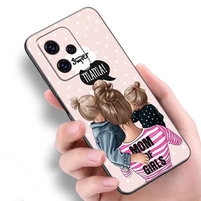 Super Mom Baby Girl Boy Black Silicone Phone Case For Xiaomi Redmi Note 9 10 11 11S 11T 12 13 Pro 5G Plus 9S 10S 12S