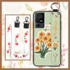 Lanyard Anti-knock Phone Case For TCL 40SE/T610K Dirt-resistant Flower Silicone Protective Ring Oil Painting Shockproof
