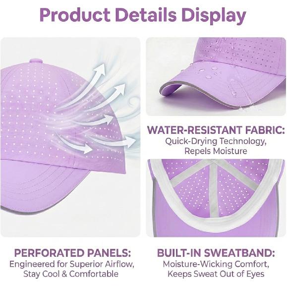 Women Criss Cross Ponytail Hat Reflective Baseball Cap | Lightweight, Quick Drying, Laser Perforated Mesh, Golf Hat