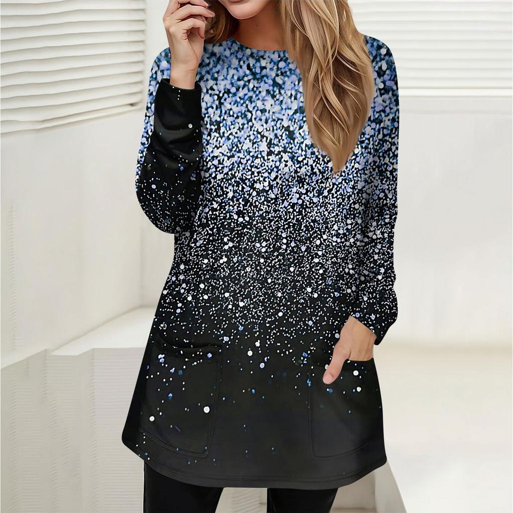 Женская толстовка, пуловер, спортивная одежда, карман, принт, повседневный топ с круглым вырезом и длинными рукавами