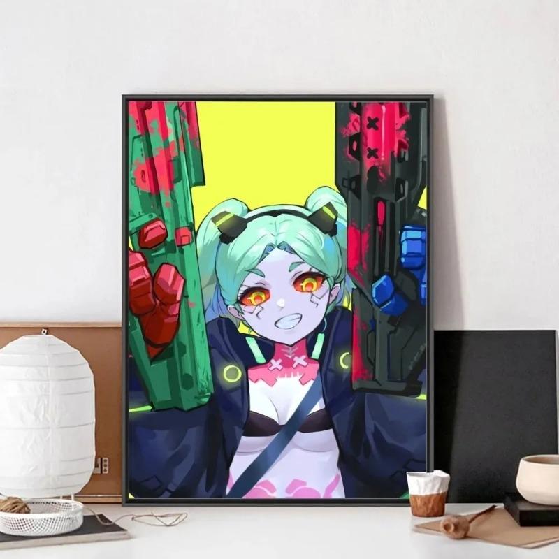 Аниме C-Cyberpunk E-Edgerunners Плакат Картина на холсте без рамки Плакат Настенная живопись Спальня Кабинет