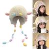 Lovely Plush Sheep Ear Hat with Warm Earflap Winter Activity Hat for Women Girl Pullover Hat Ear Protective Trapper Hat