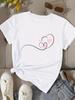 (Азиатский размер) Женская футболка с принтом, женская одежда, футболка, мода, стиль любви, тренд, милая, женская футболка с коротким рукавом, с графическим принтом