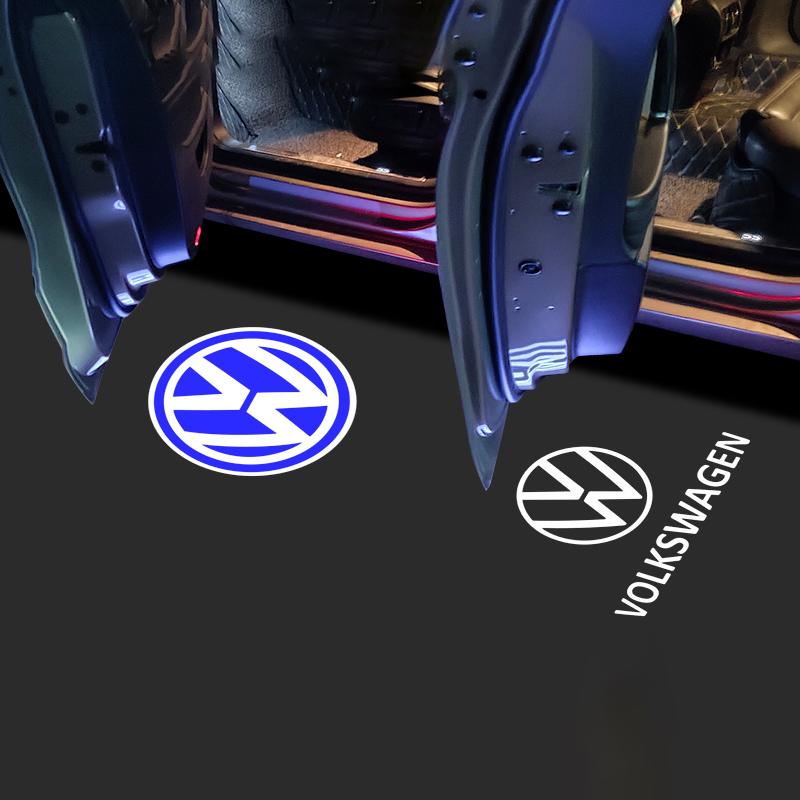 VW Polo Golf 4 5 Valve Stems Caps 2Pcs Car Door Welcome Lights VW Logo Projector Lamp For Volkswagen Polo Golf GTI CC Tiguan Arteon Passat Jetta