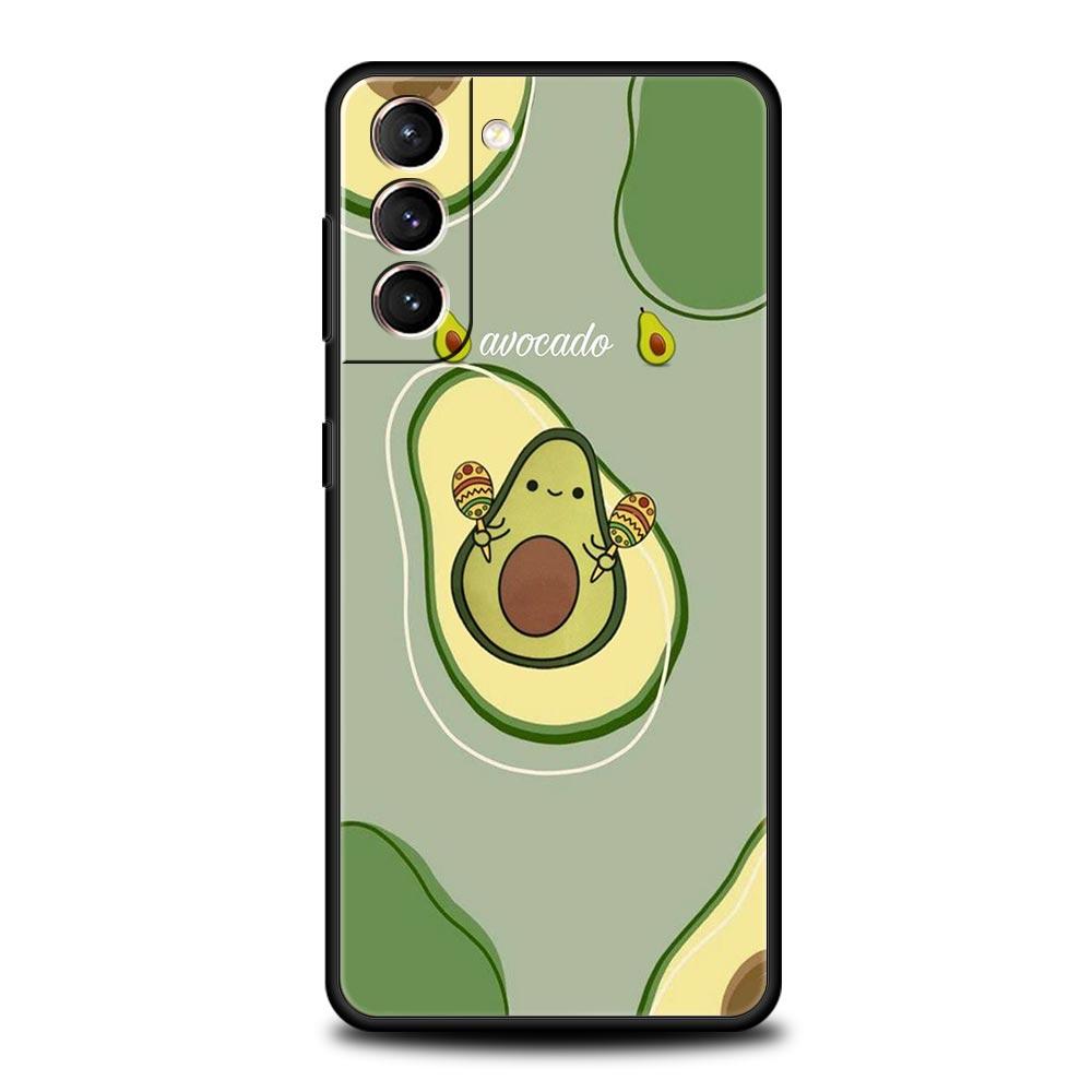 Милый чехол для телефона с авокадо для Samsung Galaxy S26 Ultra S25 Plus S24 FE S23 S22 5G S21 S20, черный, мягкий