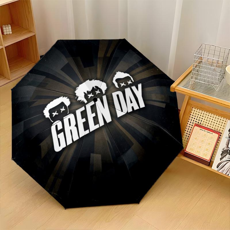 Принт Green Day 8?Автоматический зонт с ребрами, ветрозащитный, легкий, складной, для путешествий на открытом воздухе