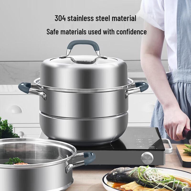 KOBACH 28cm 3-Layer Stainless Steel Steamer Pot