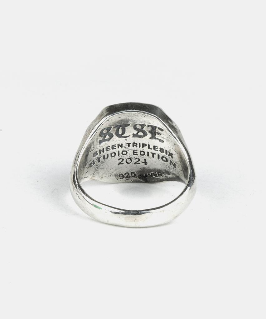 Sheen666 Teardrop Coral Crossbone Silver Ring (Type B)