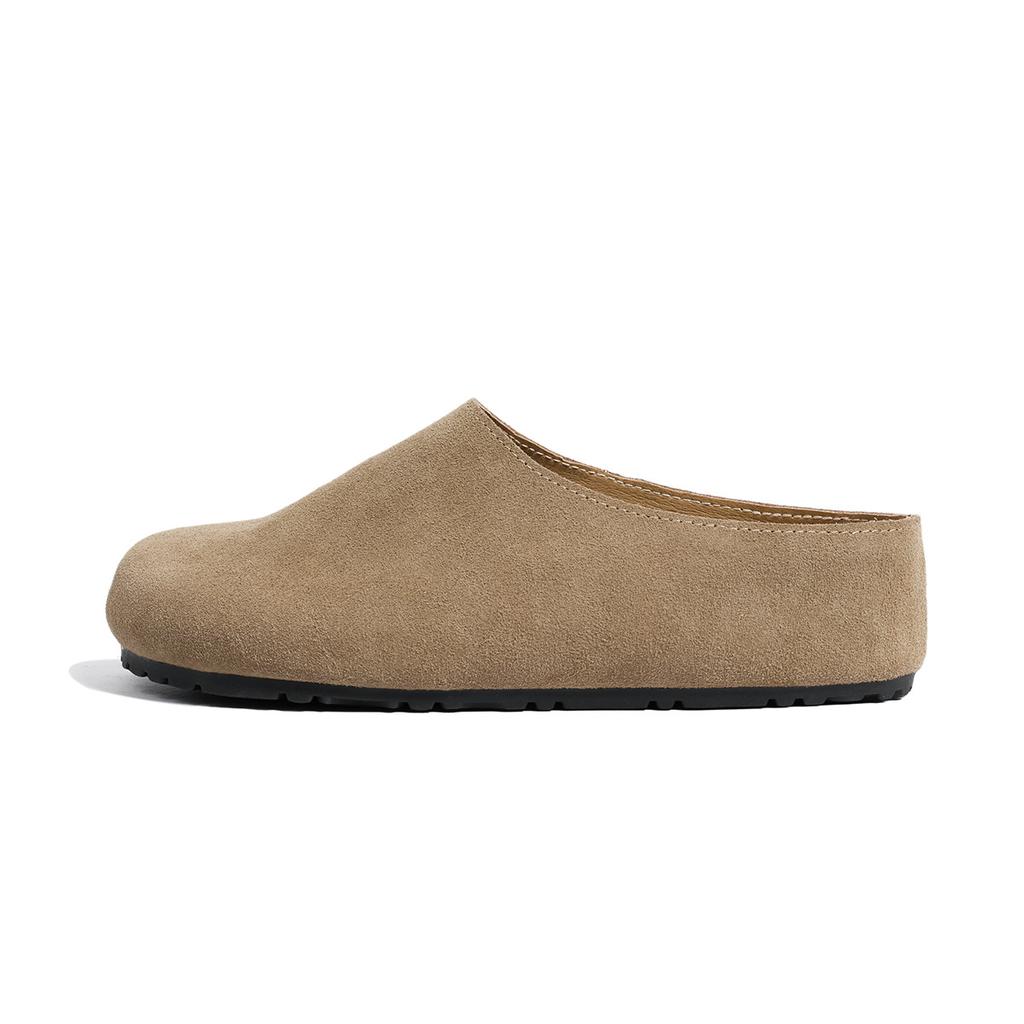 Cowhide Version~ Genuine Leather Birkenstocks, Women's Bag Head, Thick-soled Half-slippers, Lazy People Wear One Pedal, Inner Height-increasing