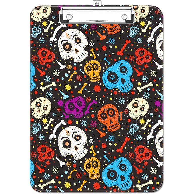 Plastic Cute Clipboard Low-Profile Metal Clip, A4 Letter Size 9 x 12.5 in, 8.5 x 11 Paper Clip Board for Teachers, Nurses, Classroom,Cute Black Cats