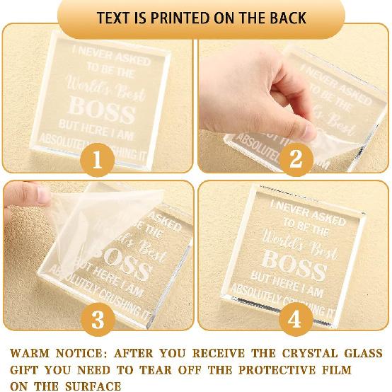 Подарки на День Босса Chunful Лучшие акриловые подарки для босса, табличка для выражения признательности лидеру, подарок на прощание, сувенир, пресс-папье для начальников, коллег (мужчин и женщин)