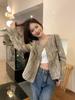 Французский элегантный короткий длинный рукав куртка женская осень зима новый винтажный дизайн тонкое пальто эстетическая мода вечеринка Ins кардиган топы