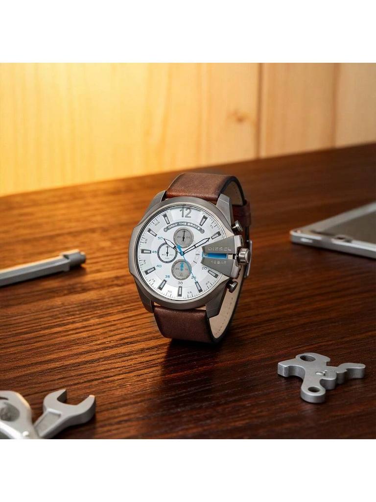 Мужские кварцевые часы Meg's Classic Casual DZ4280 - Часы с круглым циферблатом и кожаным ремешком - Идеальный подарок на дни рождения или праздники.