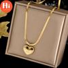 Hi Stainless Steel Necklace Titanium Steel Gold Color Wedding Heart Pendants for Women
