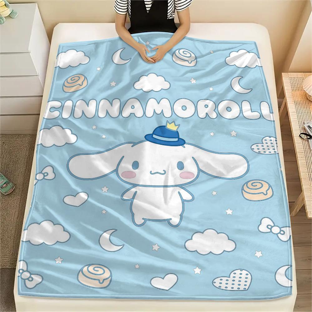 1 шт. Фланелевое одеяло Sanrio с милым принтом, Высококачественное, Для всех сезонов, Декор для дома, Тепло и комфорт, Идеально для рождественских подарков
