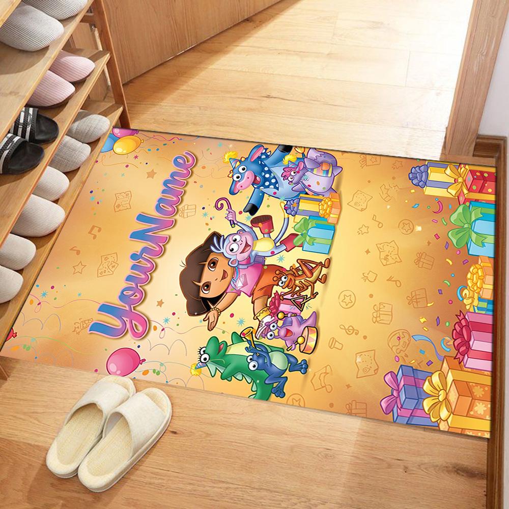 Dora Explorer Personalized Name Carpet Design for Living Rooms Outdoor Playrooms Balcony Antislip Carpet Decorate Offices