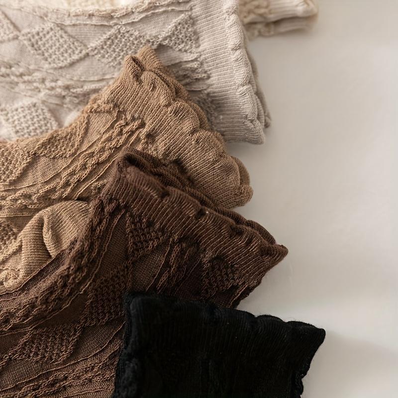 6 Pairs Argyle Textured Short Socks - 6 Pairs Women's Preppy Comfy Socks