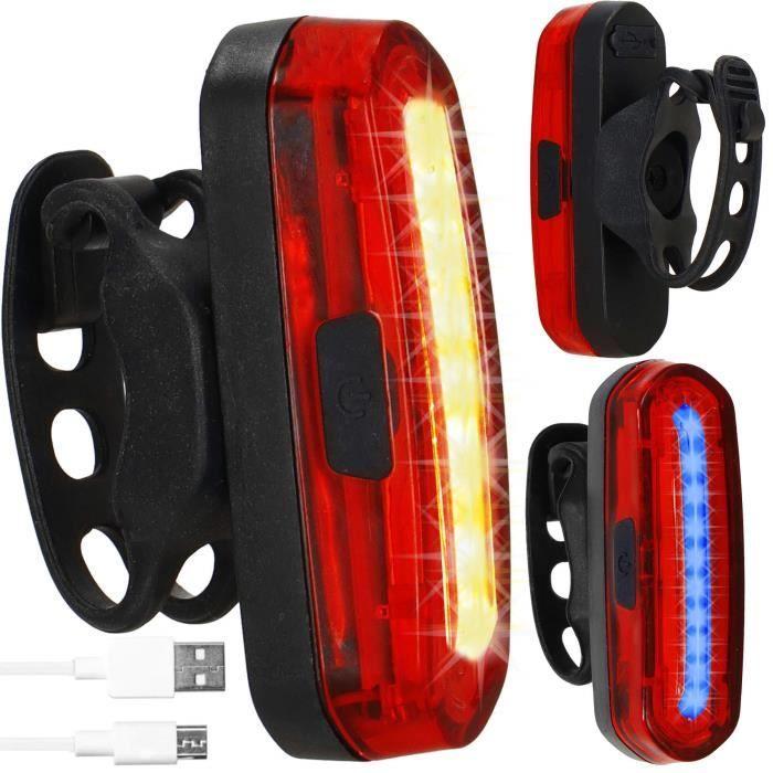 Feu arrière de vélo SPRINGOS® - Batterie rechargeable USB - 6 modes d'éclairage
