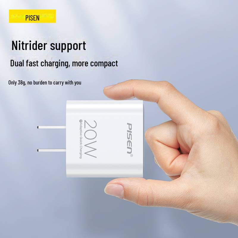 PISEN 20W Мини-зарядное устройство с двумя портами A+C - Быстрая зарядка для Apple и Huawei