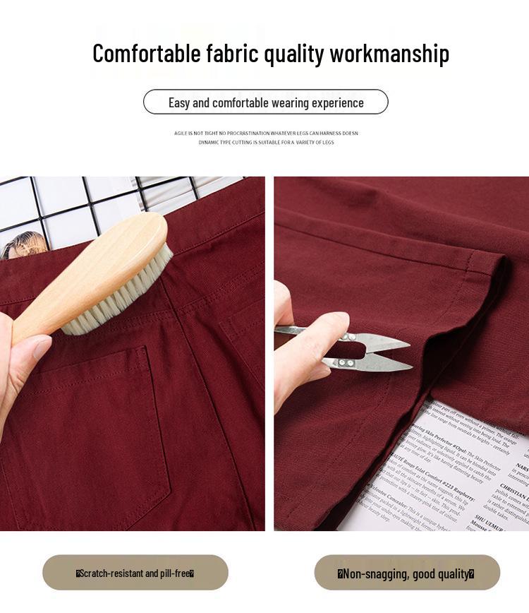 Women's Burgundy High-Waist Wide-Leg Pants - Slimming & Versatile for Spring/Autumn 2025