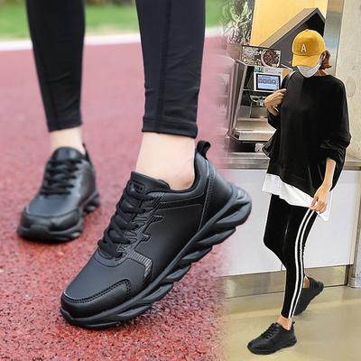 Кухонная обувь рабочая обувь черная водонепроницаемая и нескользящая женская спортивная и повседневная обувь весна и осень кожаная обувь для мамы женская обувь