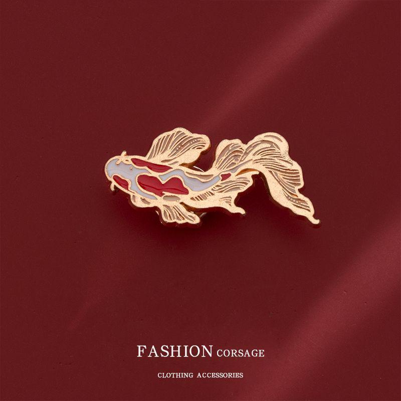 Women's Chinese Style Crane Enamel Brooch Pin for Hanfu Clothing