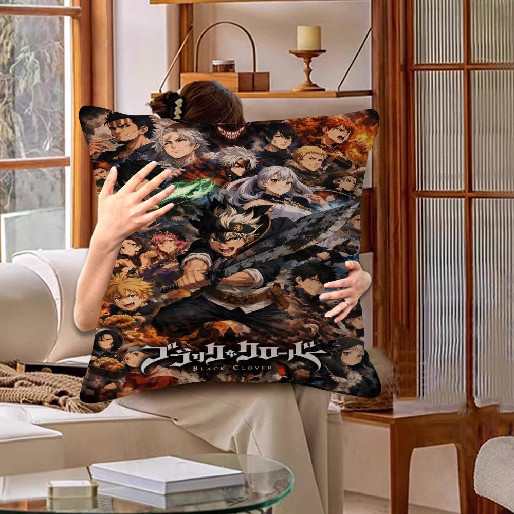 Anime BBlack Hot Clover Cushion Cover Car Throw Pillow Case For Sofa Car Christmas Gift xcm xcm