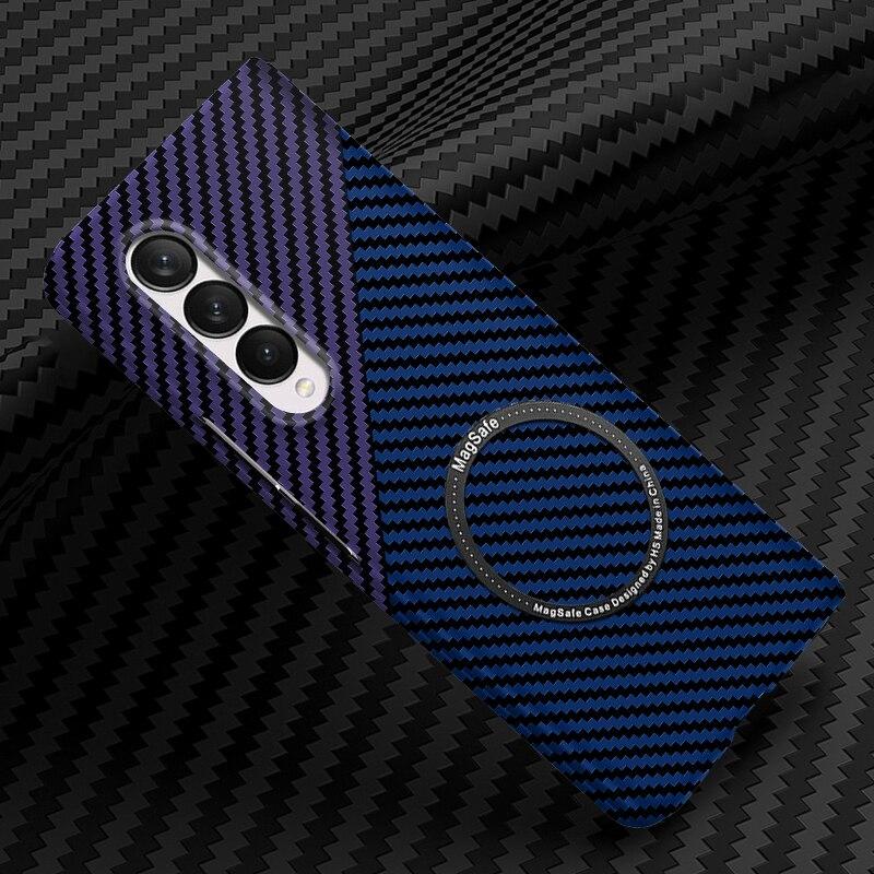 Магнитный чехол Magsafe из углеродного волокна для беспроводной зарядки для Samsung Z Fold 4 Z Fold 3 Z Flip 3 4 S23 S22 S21, матовый чехол для iphone 14 13 12 11 pro max