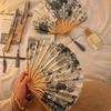 Chinese Japanese Style Silk Fan Folding Fan Wedding Fan Art Gifts Dance Hand Fan Vintage Bamboo Folding Hand Held Flower Fan