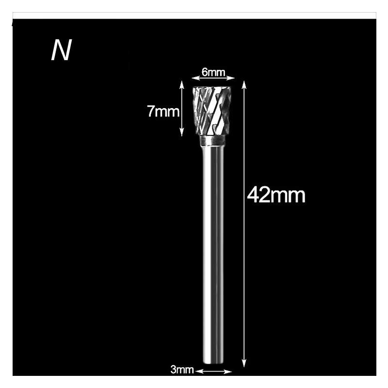 3mm Shank Drawing Tungsten Carbide Burr Milling Cutter Rotary Tool Double Diamond Cut for Dremel Metal Wood Electric Grinding