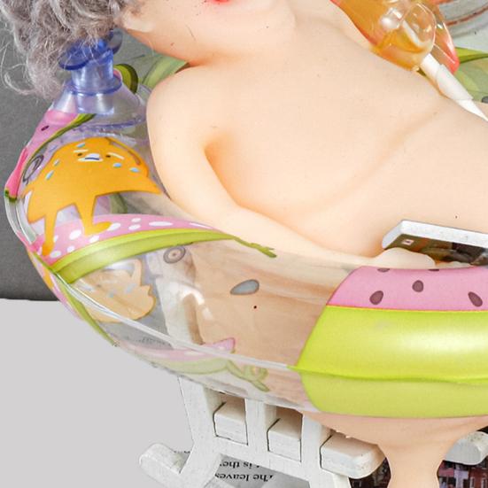 Stress Relief Doll Ornament Creative Squeeze Toy Bald Head Pinched Musical Ornament Home Desk Decor