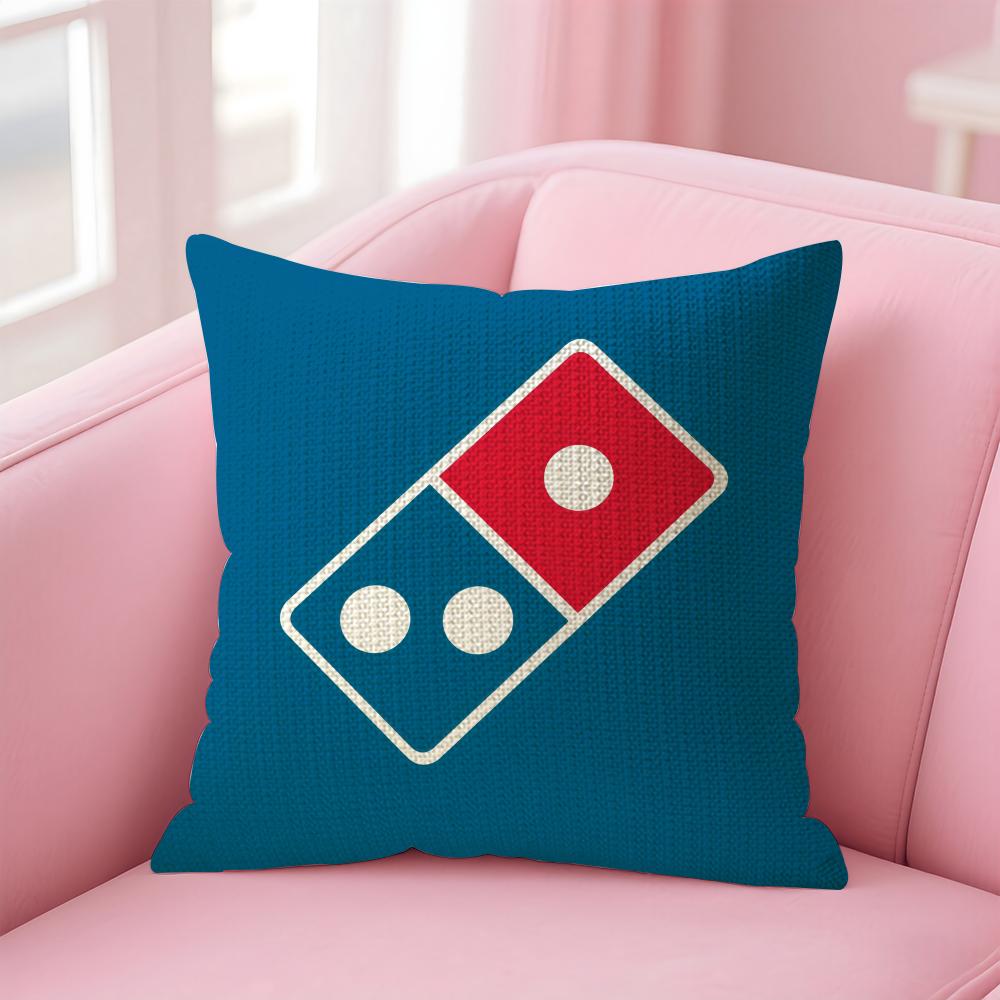 Food DDominos Pizza Cushion Cover Natural Linen Pillow Case DoubleSided Print Decorative Sofa Pillowcase Home Decor Gift