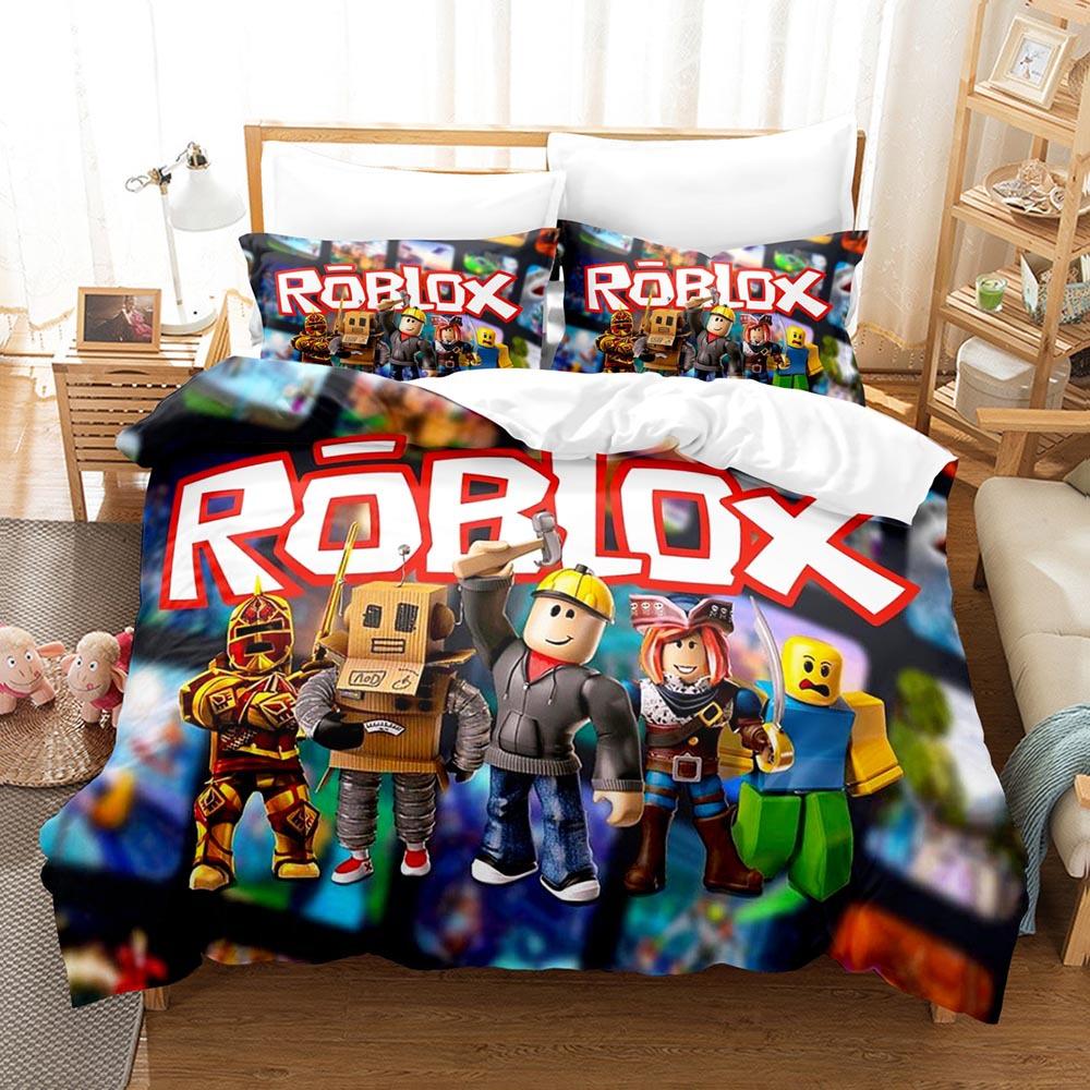 Three-piece home textile four-piece set, cartoon ROBLOX My World digital printing bedding