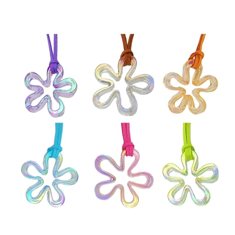 Красочное акриловое ожерелье с подвеской в виде цветка, полое ожерелье-подвеска с полым цветком, ювелирные изделия для шеи, идеально подходящие для вечеринки, свадьбы