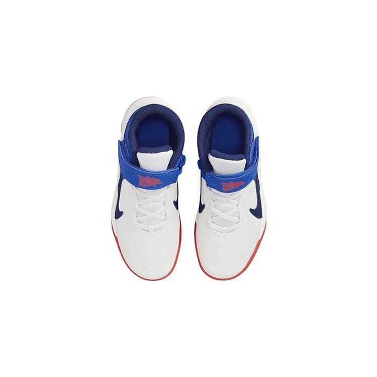 Nike Кроссовки Team Hustle D10 FlyEase PS White Game Royal Kids Summit-White Bright-Crimson Midnight-Navy DD7302-103