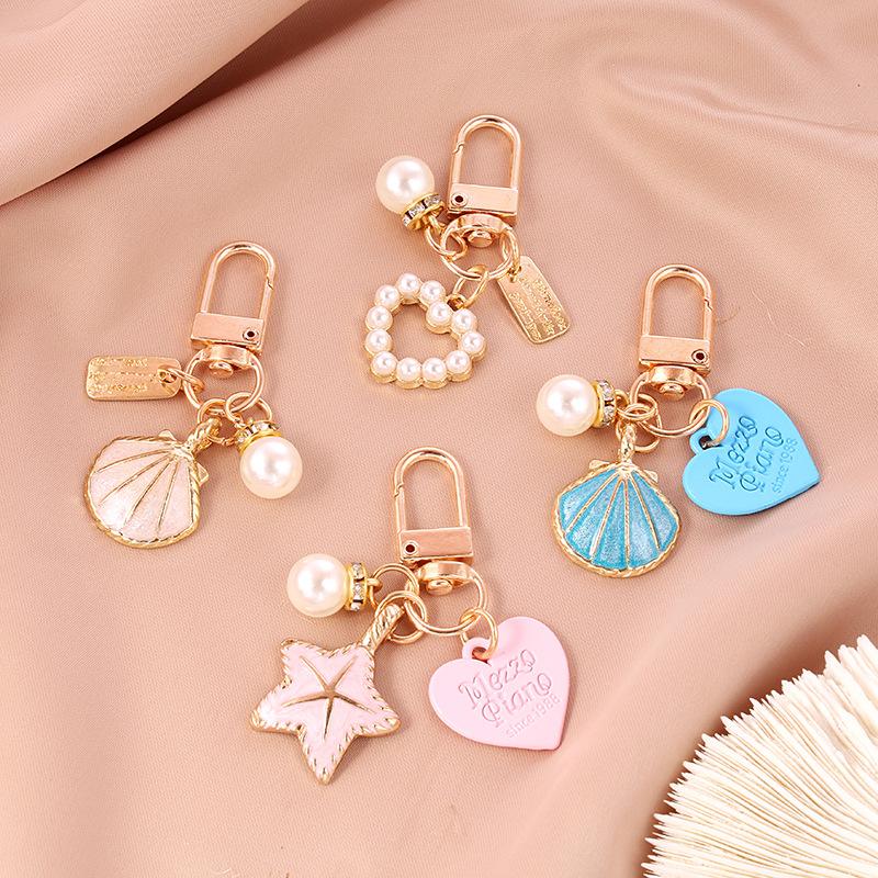 Bag Ornaments Elegant Heart Pearl Keyring Starfish Keychain Elegant Jewelry Party Gift Accessory For Gift