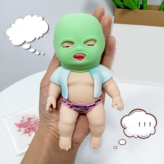 Babies Stress Relief Toy with Face Guard Coat Underwear Soft Stretchy Anxiety Relieving Baby Squeeze Toy Hand Relaxation Stress Ball Fidget