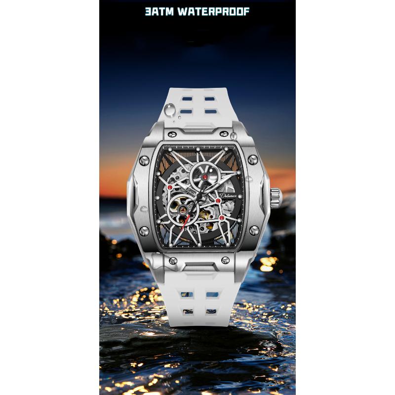 Dulunwe Мужские автоматические механические часы в форме винной бочки, роскошные светящиеся водонепроницаемые модные креативные крутые часы