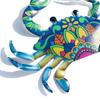 Cute Cartoon Painting Crab Halobios Wrought Metal Wall Hanging Ornament Baby Room Dangle Wind Chime Pendant Garden Balcony Decor