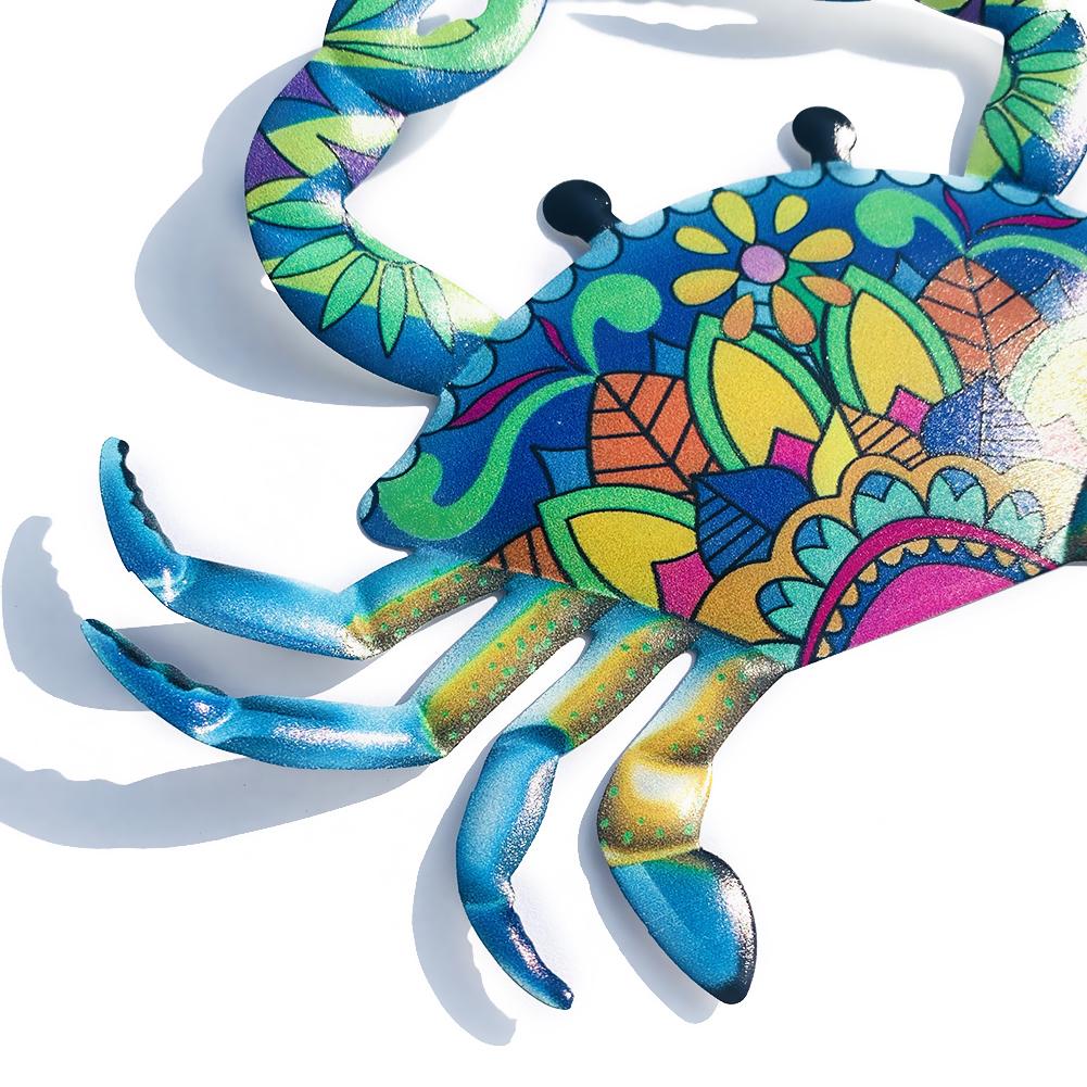 Cute Cartoon Painting Crab Halobios Wrought Metal Wall Hanging Ornament Baby Room Dangle Wind Chime Pendant Garden Balcony Decor