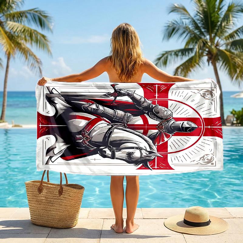 Cross Templars Knight Fashion Beach Towel: Ideal for Summer Adventures Soft, absorbent and quick drying suitable for swimming and bathing