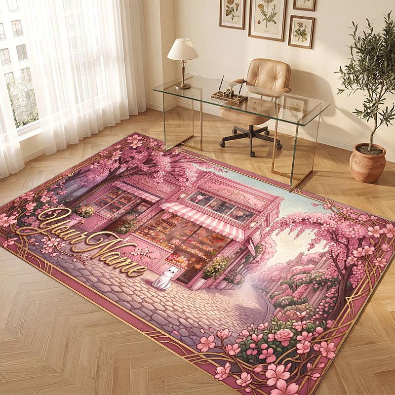 Fantasy Magic Theme Crystal Velvet Floor Rug Personalized Custom Name Text Warm Carpet Home Decoration