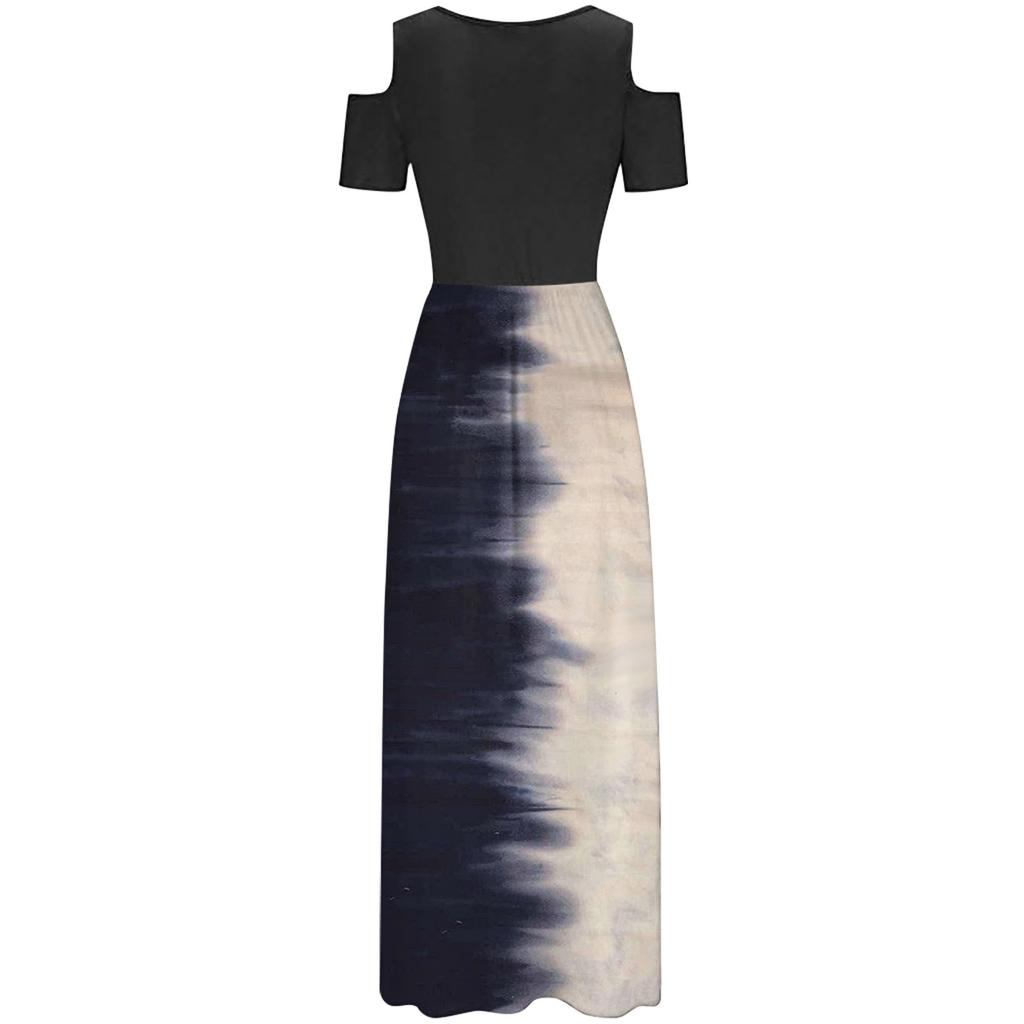 Women's Fashion And All-match Holiday Round Neck Strapless Long Print Spring And Summer Dress