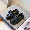 Kids Loafers Black Bow Versatile 2024 Breatheable Slip-on Simple Children Fashion Leather Shoes Cute Sweet Princess Casual Shoes