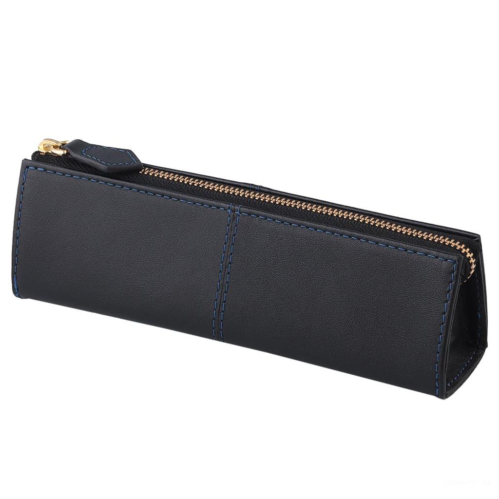 Diablo Pen Case Mens Pencil Box Leather Triangle Design Color KA-517 (BlackBlue)