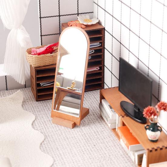 Мини напольное зеркало 1:Миниатюрное зеркало в полный рост в масштабе 1:12, аксессуары для кукольного домика, крошечное напольное туалетное зеркало для кукольного домика, мебель для спальни для рукоделия