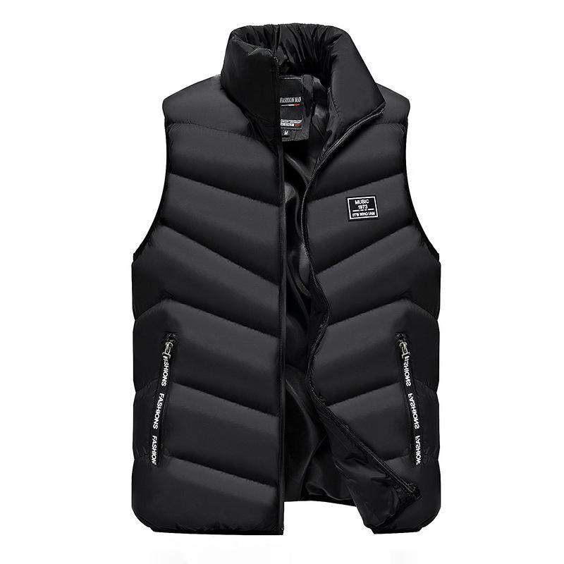 Casual Thickened Fashion Men'S Cotton Clothes Vest Winter Men'S Warm Stand-Up Collar Outer Vest